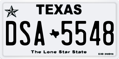 TX license plate DSA5548