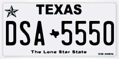 TX license plate DSA5550