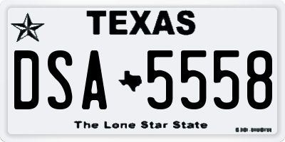 TX license plate DSA5558