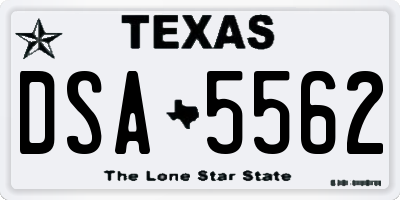 TX license plate DSA5562