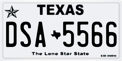 TX license plate DSA5566