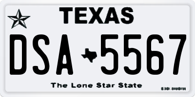 TX license plate DSA5567