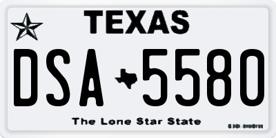 TX license plate DSA5580