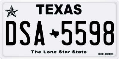TX license plate DSA5598