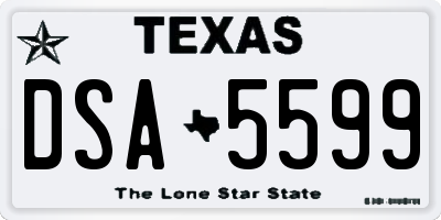 TX license plate DSA5599