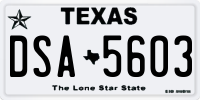 TX license plate DSA5603