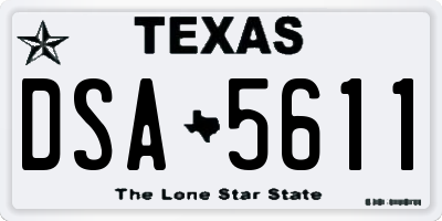 TX license plate DSA5611