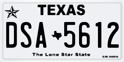 TX license plate DSA5612