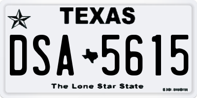 TX license plate DSA5615