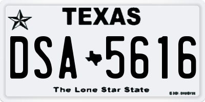 TX license plate DSA5616