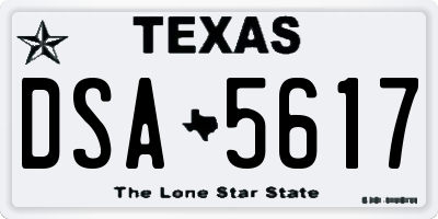 TX license plate DSA5617