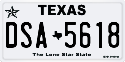 TX license plate DSA5618