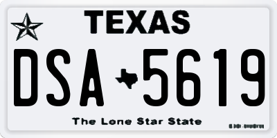 TX license plate DSA5619