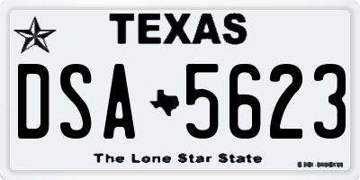 TX license plate DSA5623