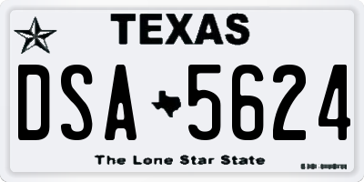 TX license plate DSA5624