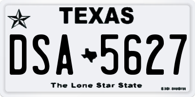 TX license plate DSA5627