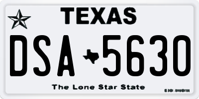TX license plate DSA5630