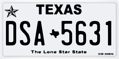 TX license plate DSA5631