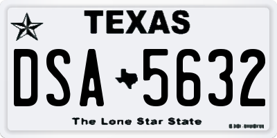 TX license plate DSA5632