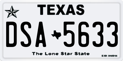 TX license plate DSA5633