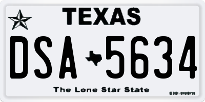 TX license plate DSA5634