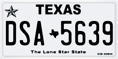 TX license plate DSA5639
