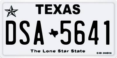 TX license plate DSA5641