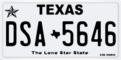 TX license plate DSA5646