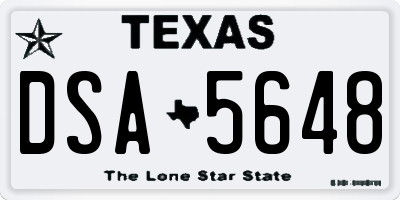 TX license plate DSA5648