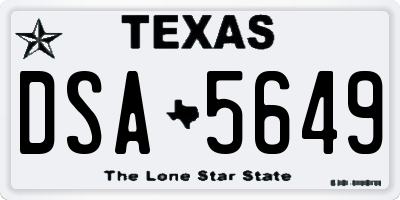 TX license plate DSA5649