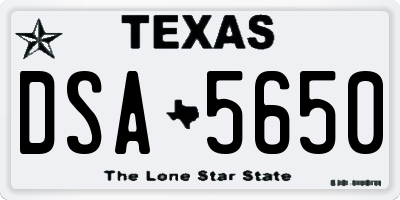TX license plate DSA5650