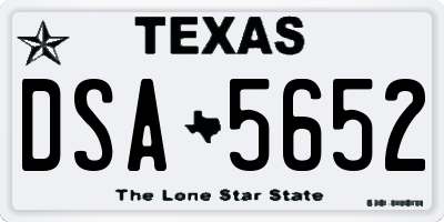 TX license plate DSA5652
