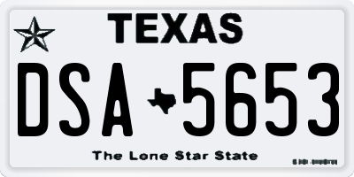 TX license plate DSA5653