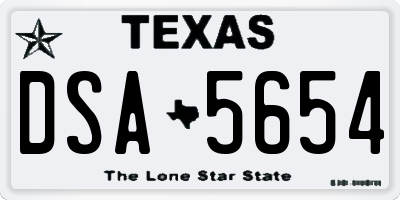 TX license plate DSA5654