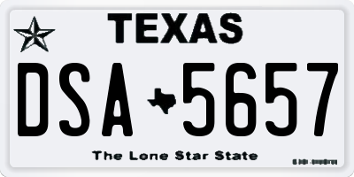TX license plate DSA5657