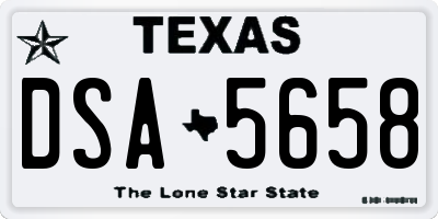 TX license plate DSA5658