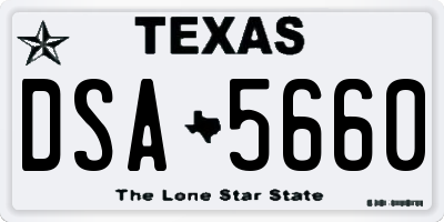 TX license plate DSA5660
