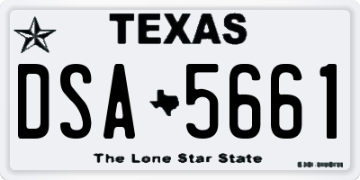 TX license plate DSA5661
