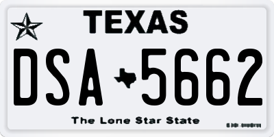 TX license plate DSA5662