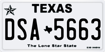 TX license plate DSA5663