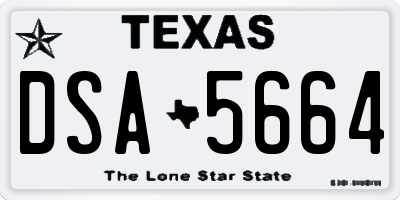 TX license plate DSA5664