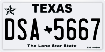 TX license plate DSA5667