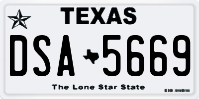 TX license plate DSA5669
