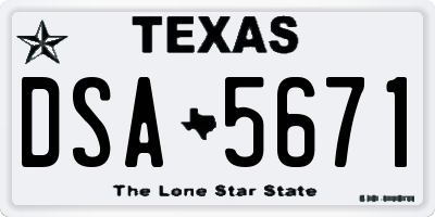 TX license plate DSA5671