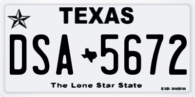 TX license plate DSA5672