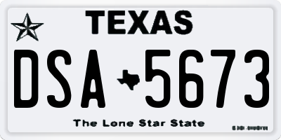 TX license plate DSA5673