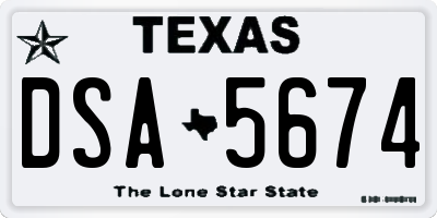 TX license plate DSA5674