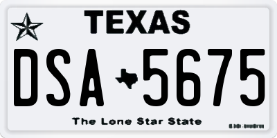 TX license plate DSA5675