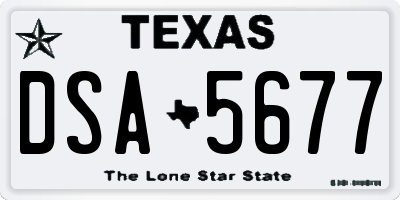 TX license plate DSA5677