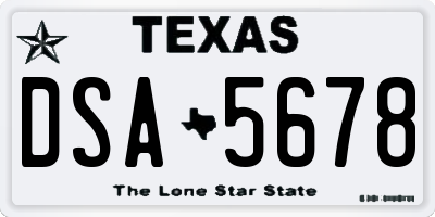 TX license plate DSA5678